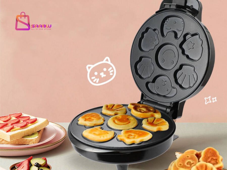 SAABW Elektrische Wafelmaker – Voor Wafels & Koekjes – Figuren – wafelijzer – poffertjesmaker – 78472
