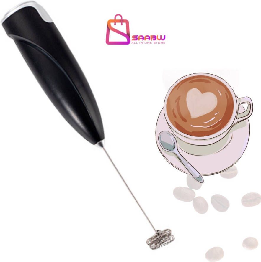 SAABW Melkopschuimer Mini – Elektrische Koffie mixer met Houder voor Cappuccino Latte & Chocolademelk – Melkopschuimer Elektrisch & Handmatig – koffiezetapparaat – koffiemachines – 74269