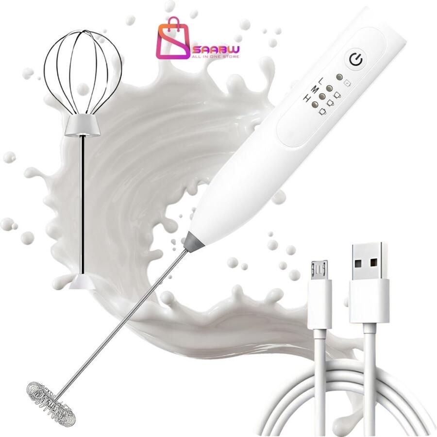 SAABW melkopschuimer elektrisch – Draadloos USB Oplaadbaar – Handheld voor Koffie en Dranken – elektrische blender – Elektrische mixer – 74313