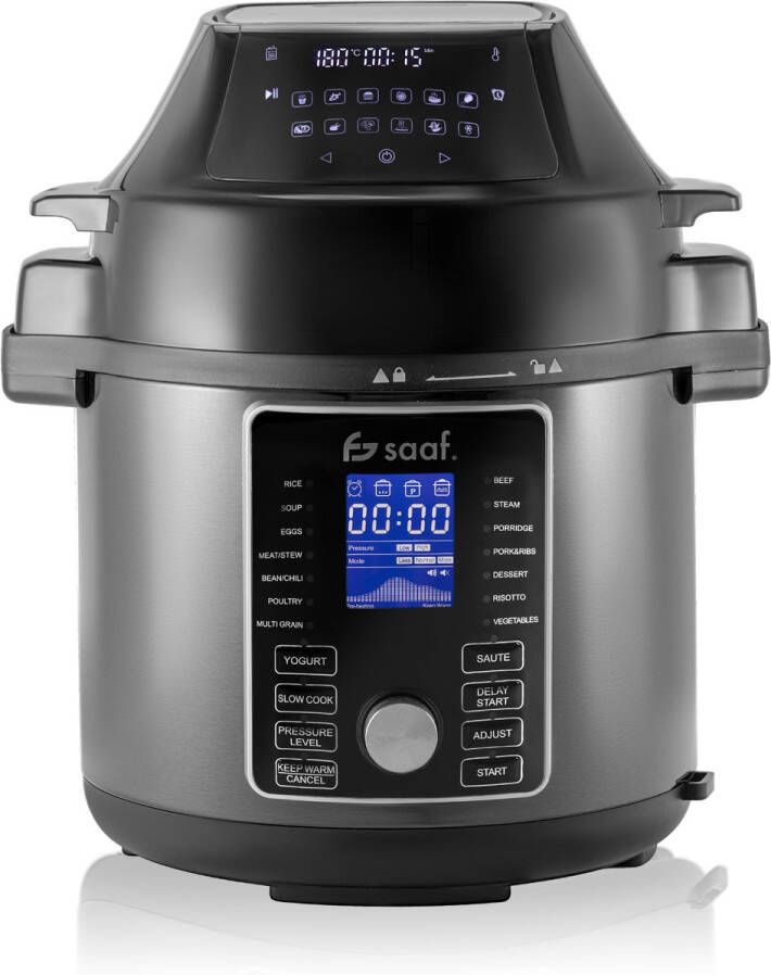 Saaf Multicooker met Airfryer 15-Delige Set 6L 24 Automatische Programma's Airfryer Slowcooker Rijstkoker Stomer Snelkookpan RVS - Foto 2