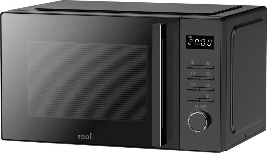 Saaf Combi Magnetron – 25L – Combimagnetron Vrijstaand – Grill en Hetelucht Functie – 10 kookprogramma's – Digitale Timer en Kinderslot – 900W – Zwart –