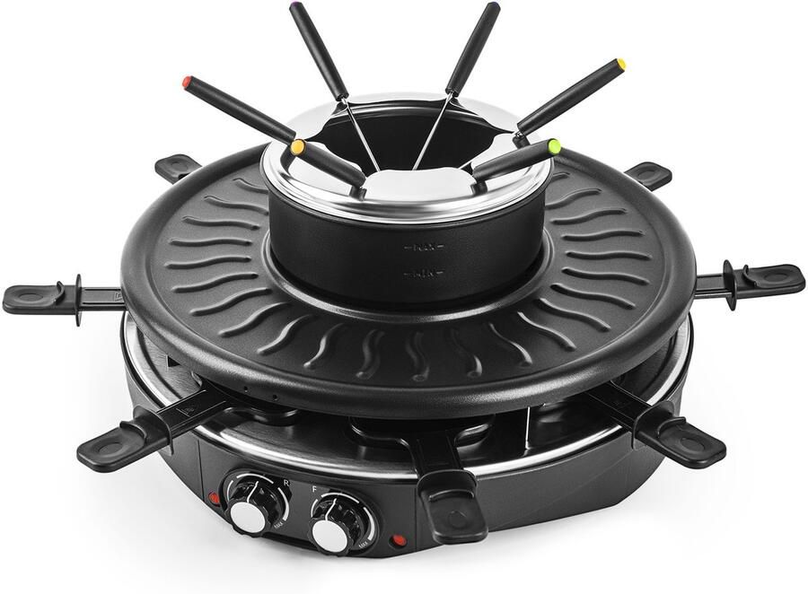 Saaf Gourmetstel – 2-in-1 Gourmet en Fondue – Gourmet – Fondueset – Fondueset Elektrisch – Kaasfondue – 8 Personen – 2m kabel – 1 8L – 1800W – Zwart –