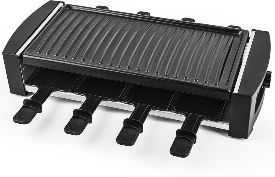 Saaf Gourmetstel – 8 Personen – 1200W – Raclette – Raclette Gourmet Set – Anti-Aanbaklaag – Uitneembare Bakplaat – Vaatwasserbestendig – Zwart – - Foto 2