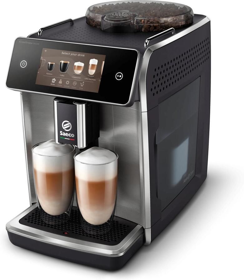 Saeco GranAroma Deluxe Espressomachine 18 Dranken met melksysteem Groot scherm Slim & verbonden Volautomatisch Koffiemachine met bonen + AquaClean filter Metaal Zwart (SM6685 00) - Foto 2