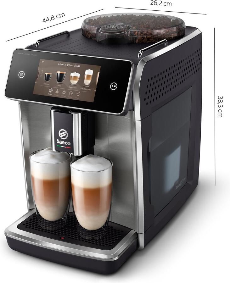 Saeco Philips GranAroma Deluxe SM6685 00 Volautomatische Espressomachine 18 Soorten Warme Drankjes Zilver RVS + AquaClean Filter