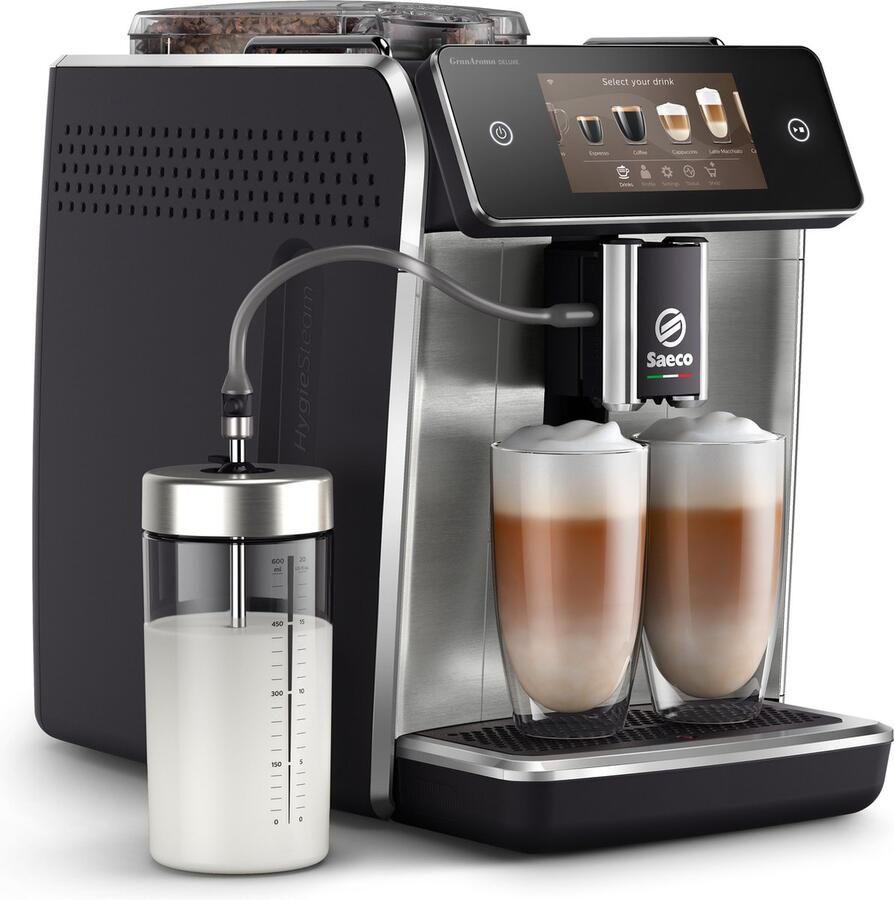 Saeco Philips GranAroma Deluxe SM6685 00 Volautomatische Espressomachine 18 Soorten Warme Drankjes Zilver RVS + AquaClean Filter