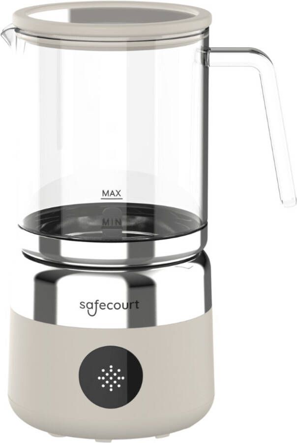 Safecourt Kitchen Glazen Melkopschuimer Elektrische melkopschuimer Glazen kan & PFAS-vrij Vaatwasserbestendig Beige
