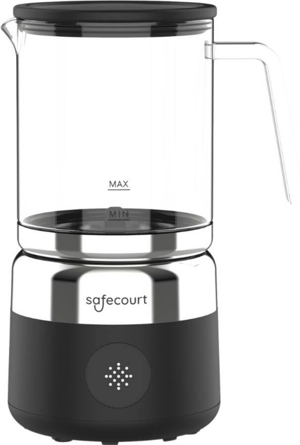 Safecourt Kitchen Glazen Melkopschuimer Elektrische melkopschuimer Glazen kan & PFAS-vrij Vaatwasserbestendig Zwart MF700