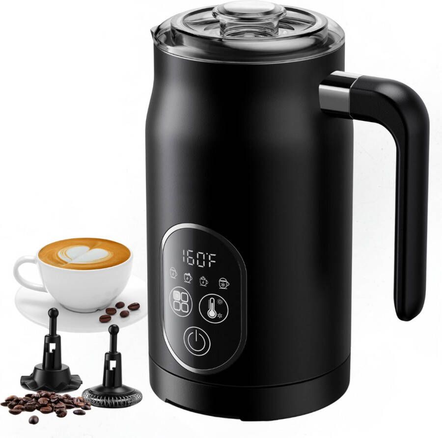 Safecourt Kitchen Elektrische Melkopschuimer – 100% PFAS-vrij – Display & Temperatuurregeling – 4-in-1 – 350ml – Zwart - Foto 2