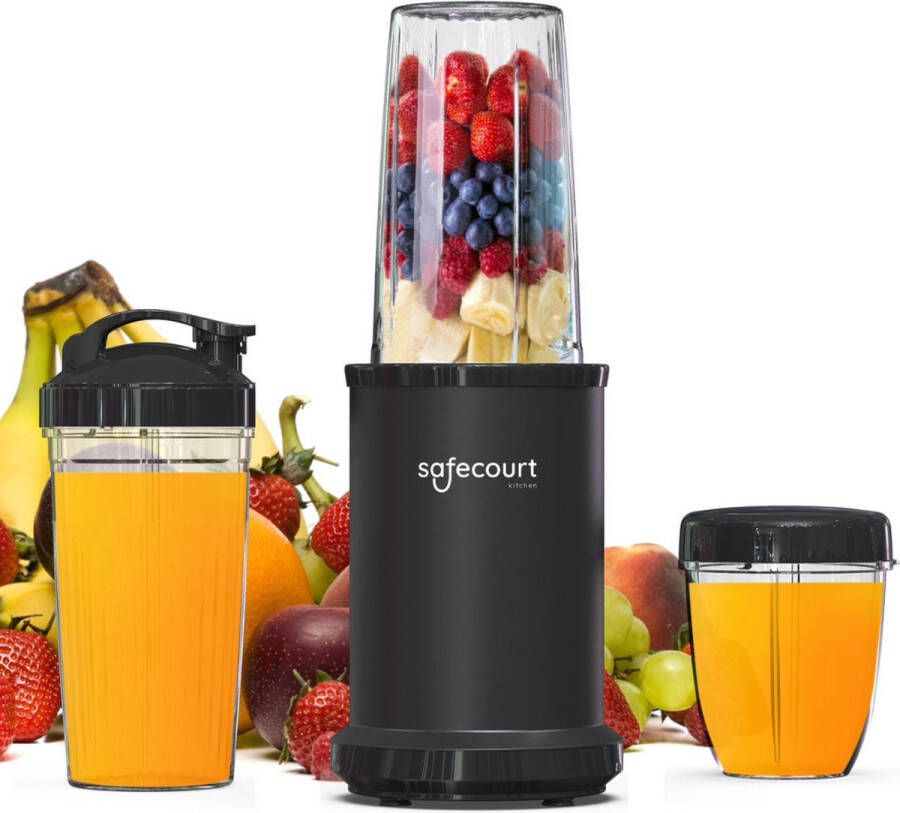Safecourt Kitchen Power Blender – 1200W – Smoothie Maker voor IJs & Bevroren Fruit – PFAS-vrij – To-Go Beker – Zwart - Foto 5