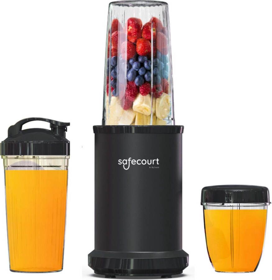 Safecourt Kitchen Power Blender – 1200W – Smoothie Maker voor IJs & Bevroren Fruit – PFAS-vrij – To-Go Beker – Zwart - Foto 4