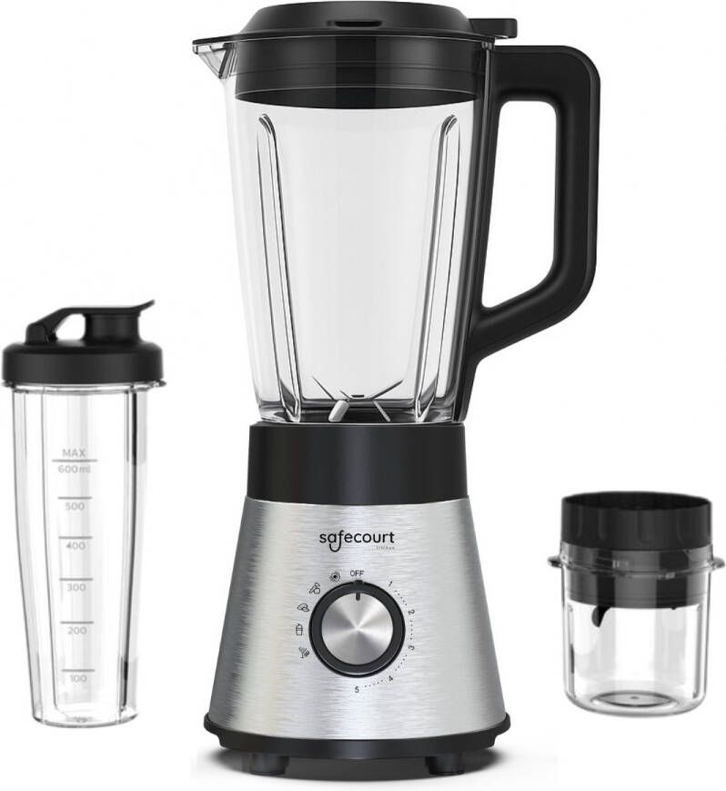 Safecourt Kitchen Power Blender 1 5L Glas & 600ml To-Go beker + Koffiemolen 1300W Smoothie maker Krachtig stil en eenvoudige reiniging - Foto 2