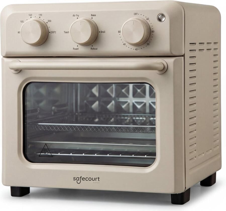 Safecourt Kitchen Safecourt 6-in-1 Airfyer oven 100% PFAS-vrij 6 programma s 80 tot 230 graden Airfryer bakken roosteren toasten grillen & opwarmen Beige