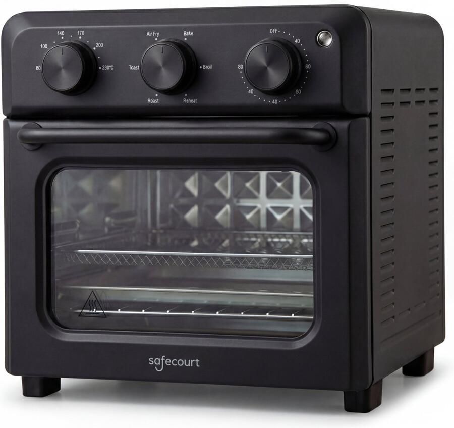 Safecourt Kitchen Safecourt 6-in-1 Airfyer oven 100% PFAS-vrij 6 programma s 80 tot 230 graden Airfryer bakken roosteren toasten grillen & opwarmen Zwart