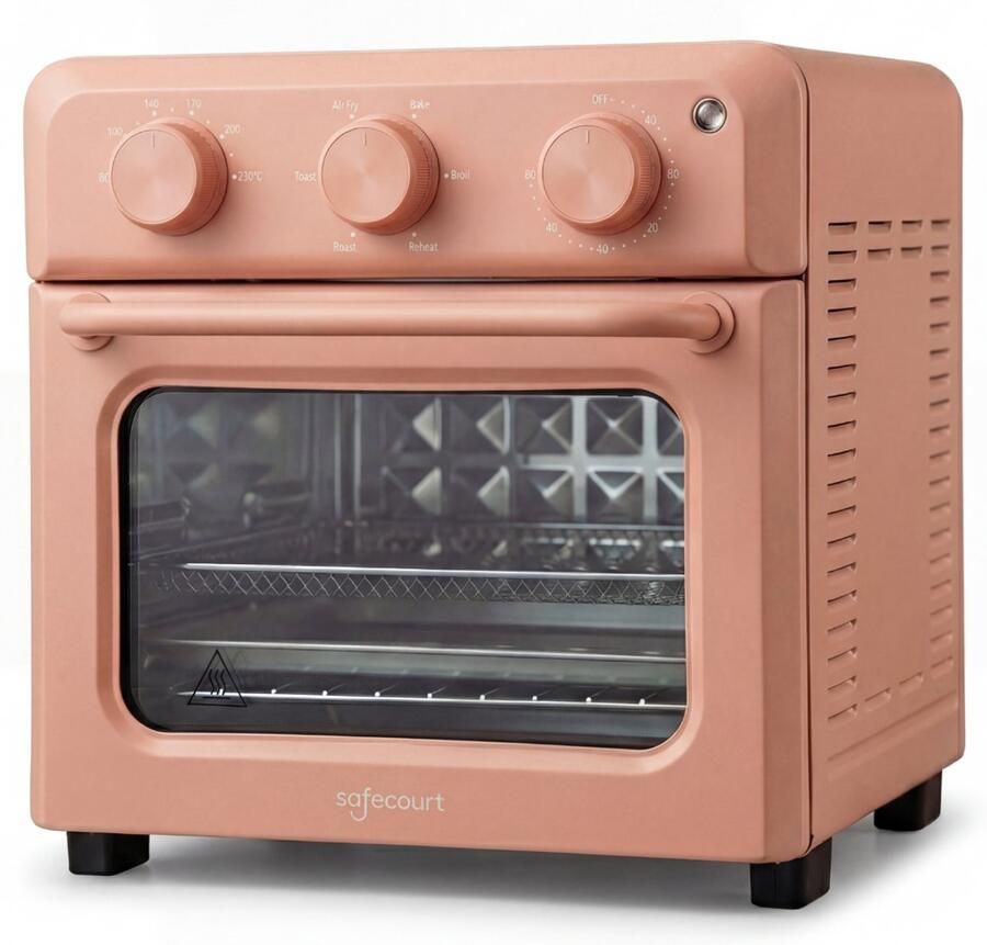 Safecourt Kitchen Safecourt 6-in-1 Airfyer oven 100% PFAS-vrij 6 programma s 80 tot 230 graden Airfryer bakken roosteren toasten grillen & opwarmen Roze