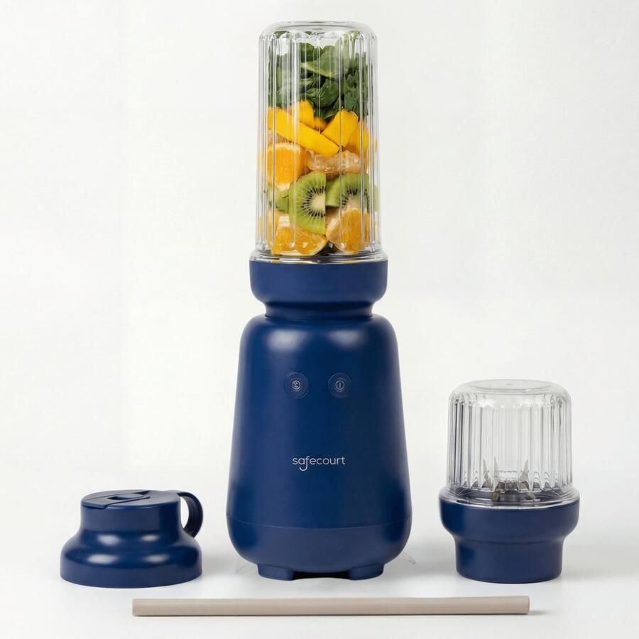 Safecourt Kitchen PureBlend 1000W Smoothie maker BPA vrij inclusief to-go drinkdeksel + rietje- Premium Tritan blendbekers Blauw