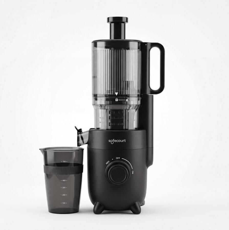 Safecourt Kitchen Slow Juicer krachtige motor [Pre-cutter & Cold-press technologie] eenvoudige reiniging BPA-vrij sapcentrifuge Zwart - Foto 2