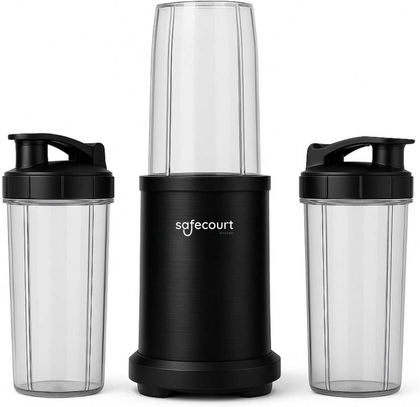Safecourt Kitchen Power Blender – 1200W – Smoothie Maker voor IJs & Bevroren Fruit – PFAS-vrij – To-Go Beker – Zwart - Foto 6