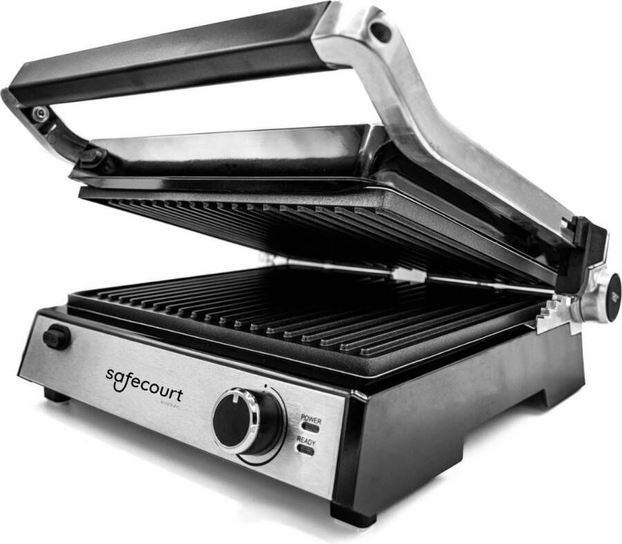 Safecourt Kitchen Tosti apparaat – Paninigrill en Tosti ijzer – Uitneembare PFAS-vrije platen & vaatwasserbestendig – Groot grilloppervlak – snel warm (2000W) – Contactgrill