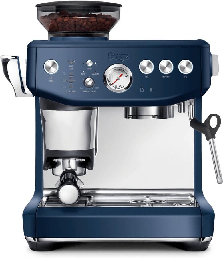 Sage SES876DBL the Barista Express Impress Damson Blue Pistonmachine Assisted Tamping
