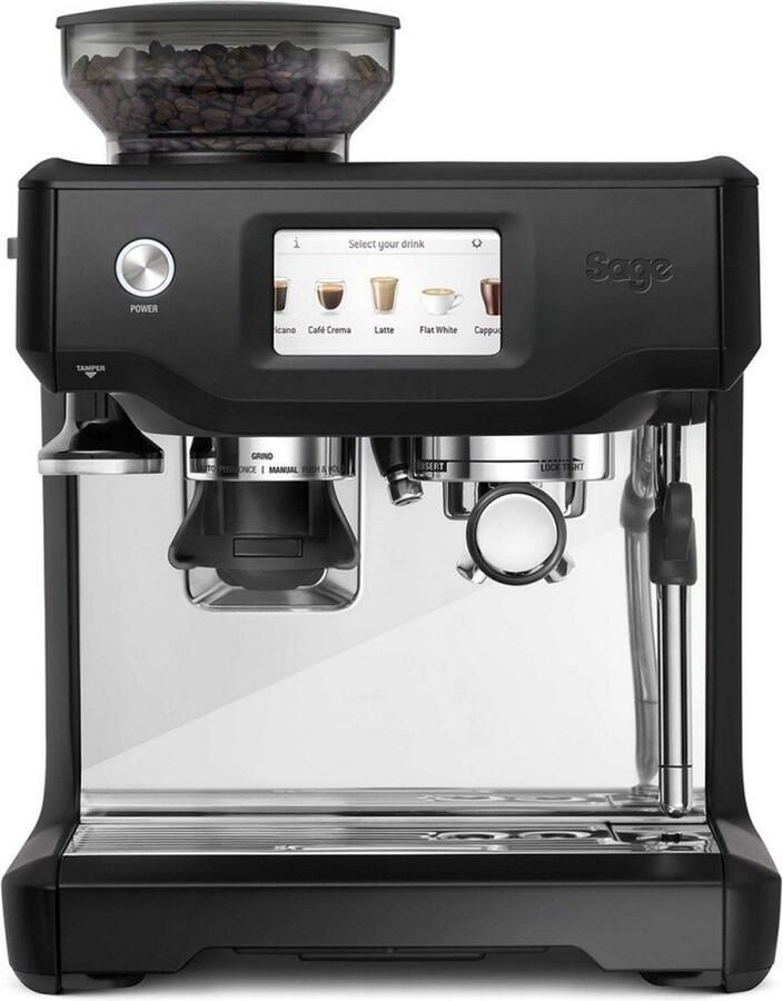 Sage the Barista Touch™ Black Truffle Pistonmachine mat zwart