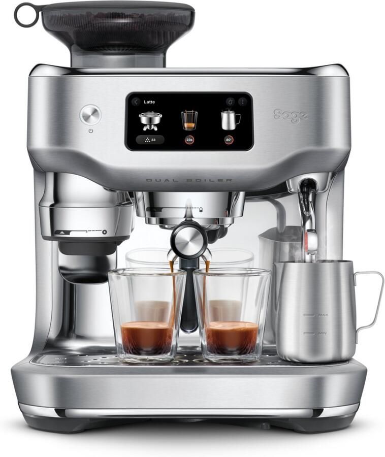 Sage SES995BSS the Oracle Dual Boiler RVS Pistonmachine Touchscreen Dual Boiler Automatische tamper Automatische melkopschuimer Automatische maalstand Espressomachine