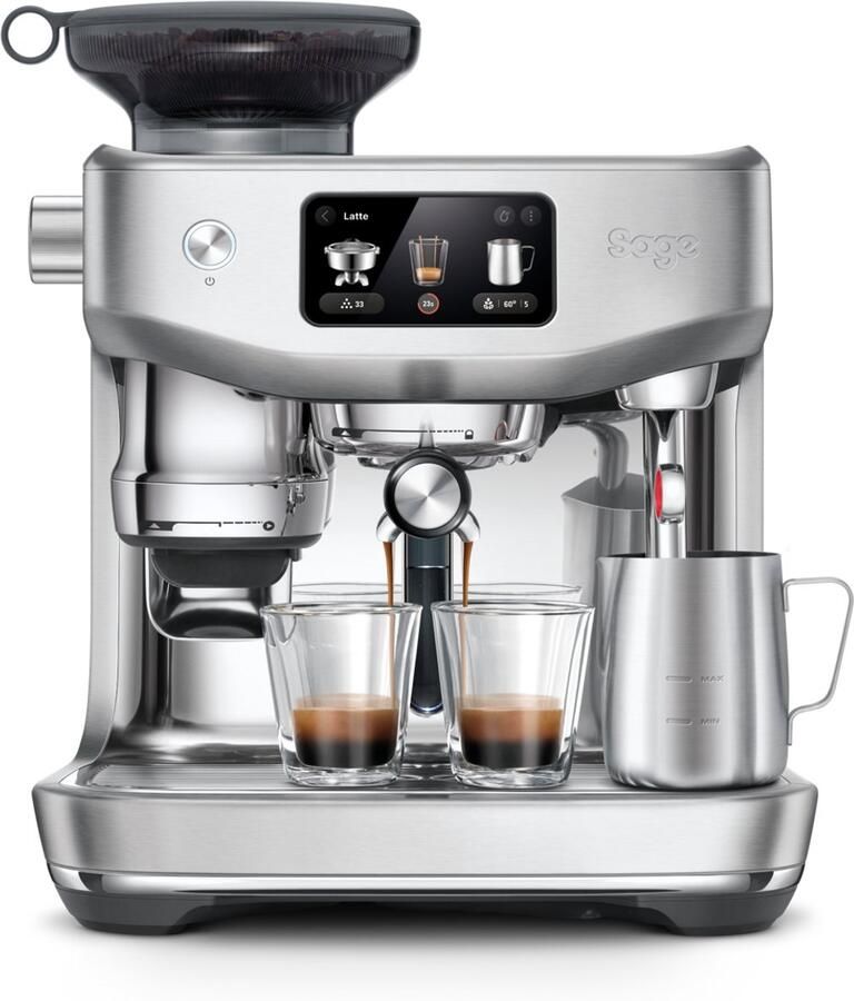 Sage SES985BSS the Oracle Jet Brushed Stainless Steel RVS Pistonmachine Touchscreen Cold Brew Automated tamping Espressomachine