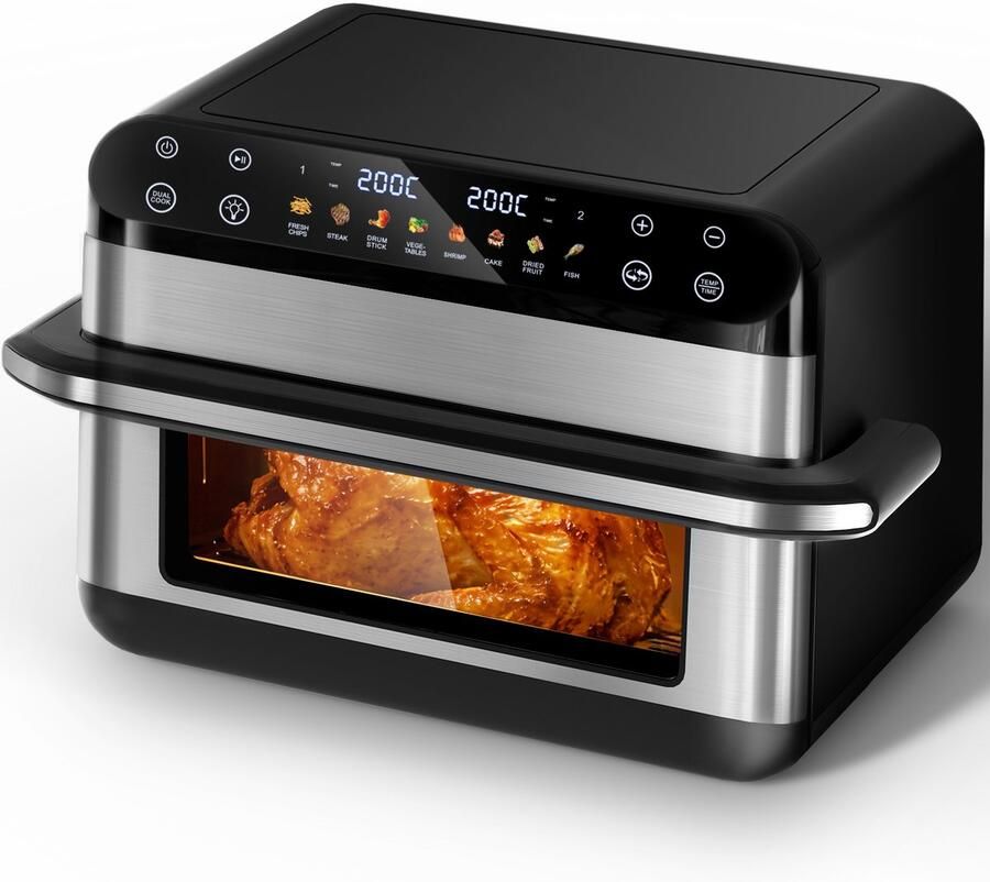 Saikefy Airfryer XXL 11 Liter Gestapelde Lades 11 Programma's Airfryer met Intelligent Touchbediening Heteluchtfriteuse Inclusief 4 handige accessoires - Foto 3