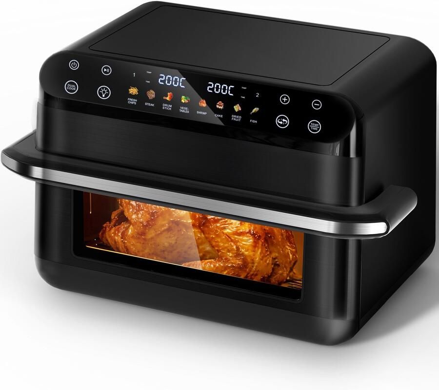 Saikefy Airfryer XXL 11 Liter Gestapelde Lades 11 Programma's Airfryer met Intelligent Touchbediening Heteluchtfriteuse Inclusief 4 handige accessoires - Foto 2