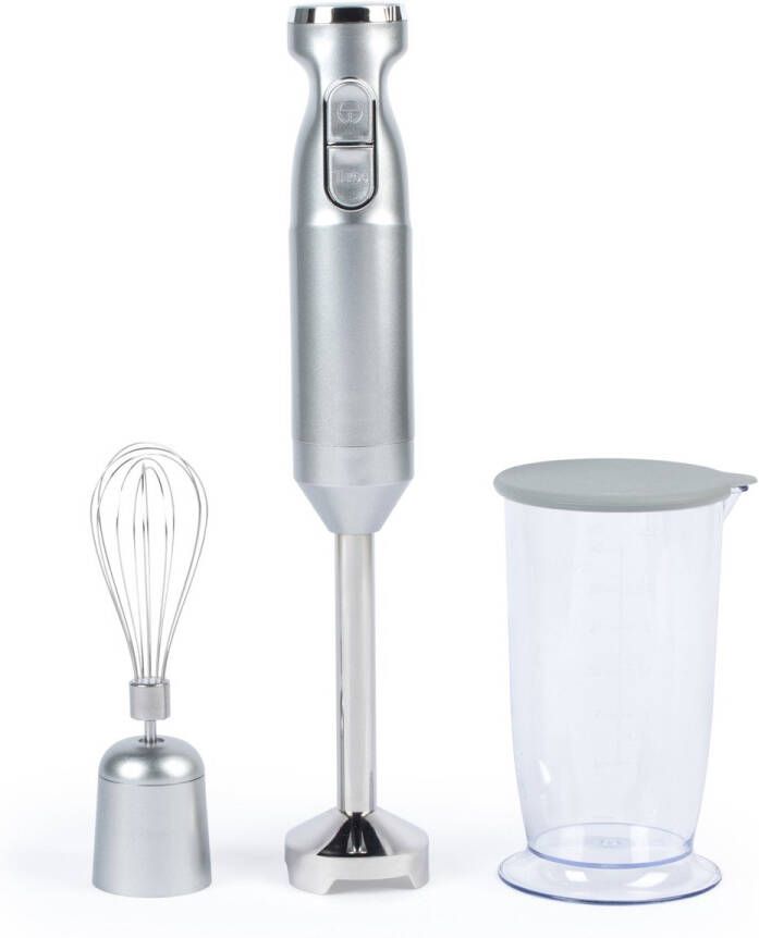 Salter Aspen Blend & Whk Pro – 2 in 1 mixer voor voedingsmiddelen Immersion Stick Blender elektrische bakgarde voedselhakmolen roestvrijstalen mes variabele snelheidsinstellingen beker van 700 ml 1000 W zilver