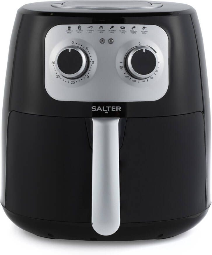 Brand Salter 4.2L handmatige heteluchtfriteuse olievrije multicooker heteluchtcirculatie verwijderbaar kookrek met antiaanbaklaag instelbare temperatuur timer van 30 minuten vlees vis groenten 1300W
