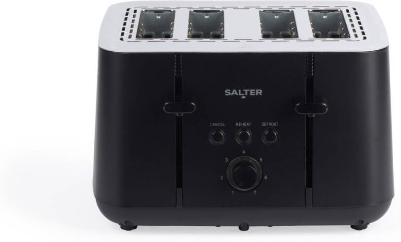 Salter Kuro 4-Slice Toaster 7 niveaus van variabele bruiningscontrole zelfcentrerende broodgeleiders ontdooien opwarmen annuleren knoppen eenvoudig schoon te maken kruimellade