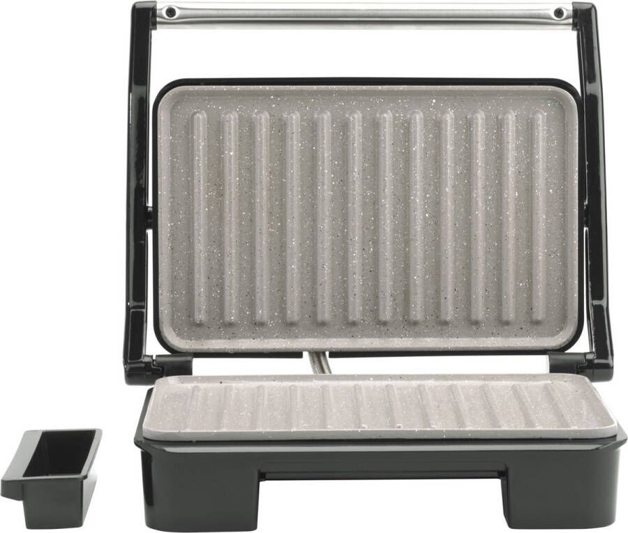 Salter Marblestone Health Grill – Antiaanbak Panini Maker Geen Olie Nodig Zwevende Scharnier Voor Grotere Voedingen Automatische Temperatuurregeling Ingebouwde Verwijderbare Lekbak 750W