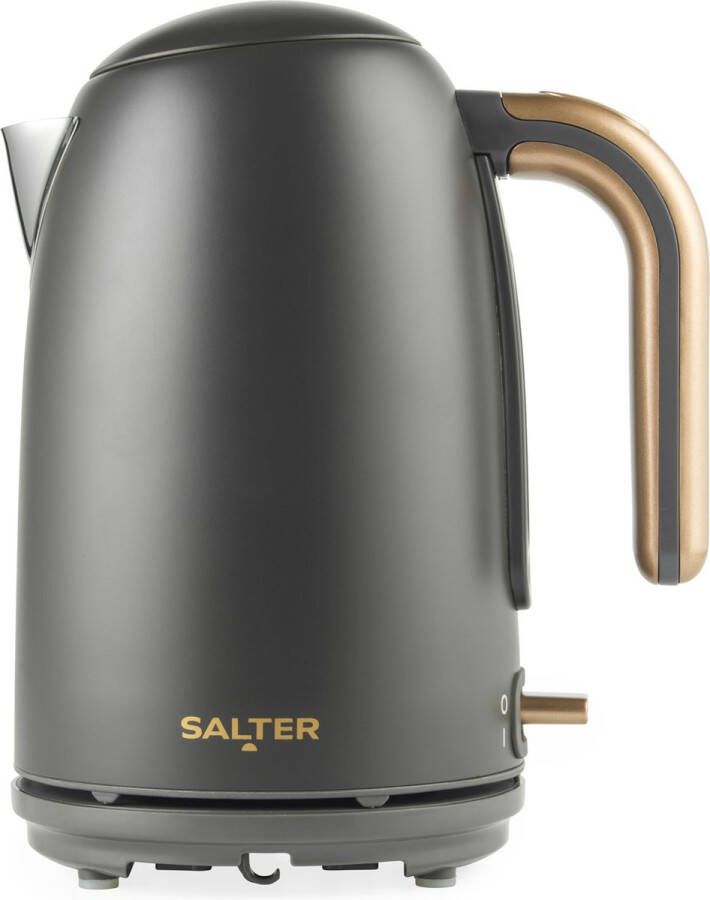 Salter Pebble Waterkoker – 1 7 L Snel Koken Elektrische Theeketel Verwijderbare Kalkfilter Waterniveau Indicator 360° Draaivoet Kijkvenster Droogkookbeveiliging 3kW Grijs Goud