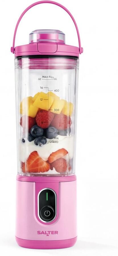 Salter ActiBoost Draagbare Snoerloze Blender BPA-vrij 450ml Roze