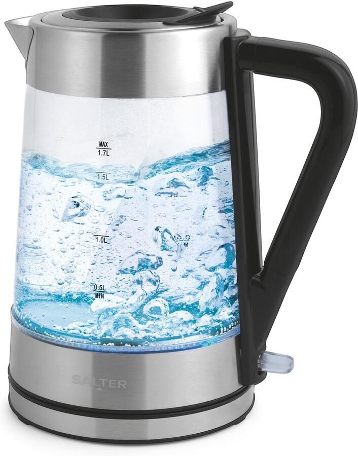 Salter Kleurveranderende Glazen Waterkoker 1 7L LED-verlichting van blauw naar rood eenvoudig te vullen deksel antikalkfilter BPA-vrij 360° draaivoet droogkookbeveiliging 2200W - Foto 2
