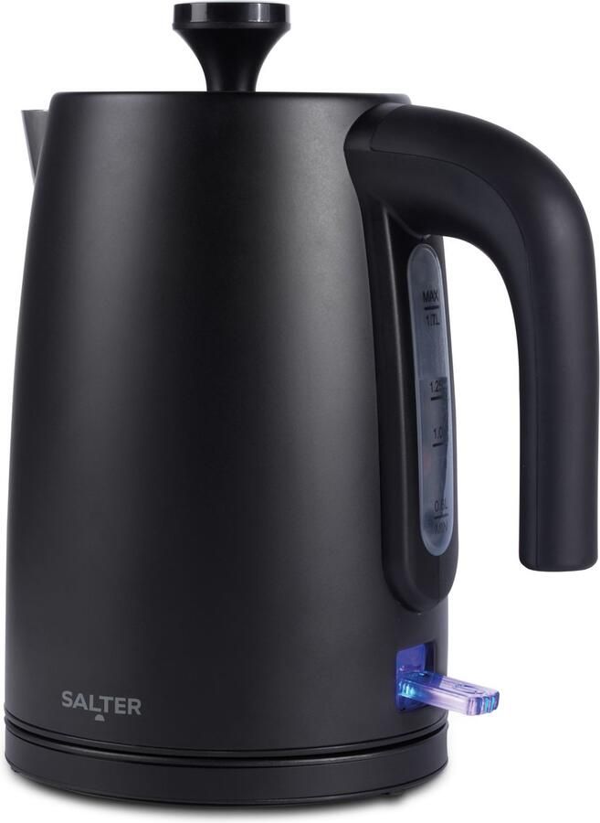 Salter Kuro Elektrische 1.7L Waterkoker 3000W Snel Koken BPA-vrij Antikalk Automatische Uitschakeling Droogkookbeveiliging Draaibare Basis Waterniveau-raampje Mat Zwart Afwerking