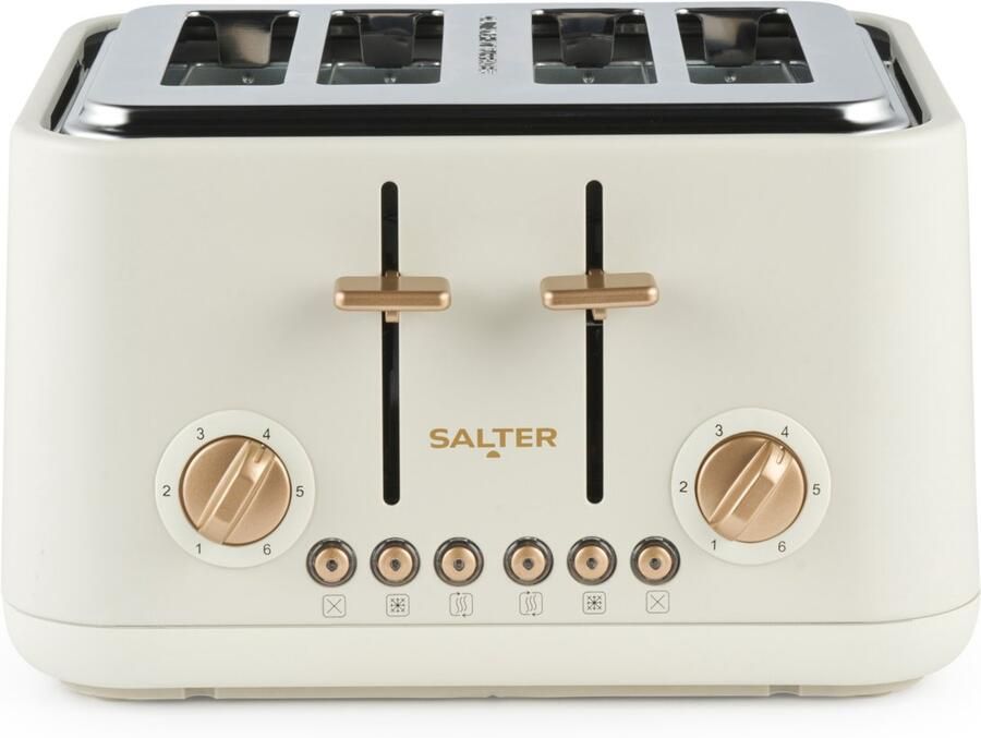 Salter Pebble 4-Slice Broodrooster 6 Bruiningsniveaus Brede Sleuven