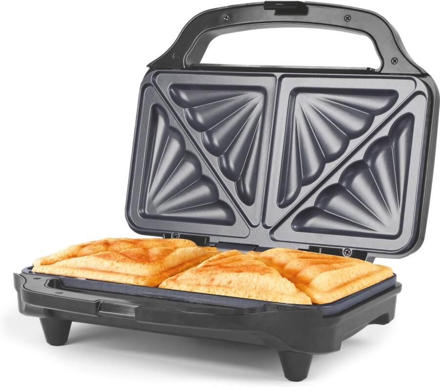 Salter Sandwich Toaster – Anti-aanbaklaag Diepe Vulling Tosti-maker Bereidt 2 Getoaste Broodjes Samen 4-plakken Grillpers Automatische Temperatuurregeling Koel-aanraakhandvat 900W