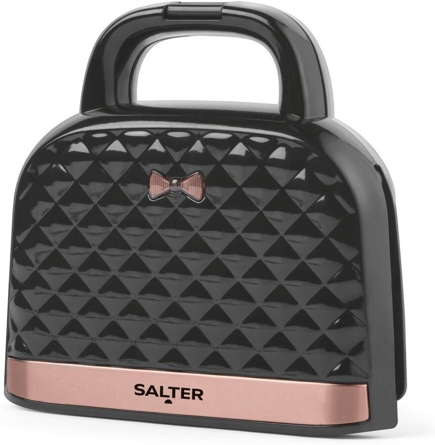Salter Sandwich Toaster – Handtasje Vorm Toastie Maker Anti-aanbaklaag Diep model Snackmaker Voor 2 tosti's Grillpers voor 4 plakjes Autom. temperatuurregeling Koel handvat 750W