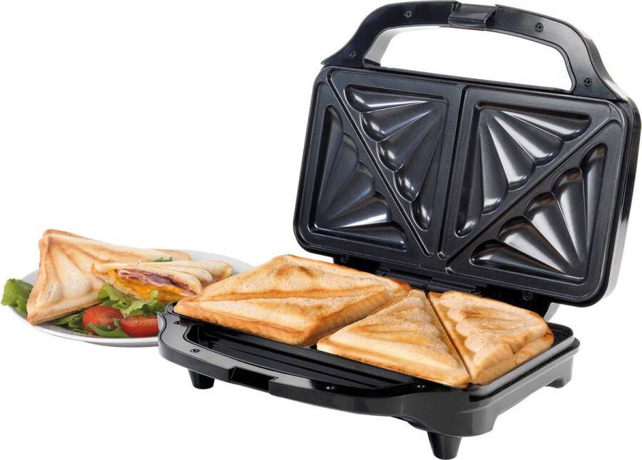 Salter Sandwich Toaster – Anti-aanbaklaag Diepe Vulling Tosti-maker Bereidt 2 Getoaste Broodjes Samen 4-plakken Grillpers Automatische Temperatuurregeling Koel-aanraakhandvat 900W - Foto 2