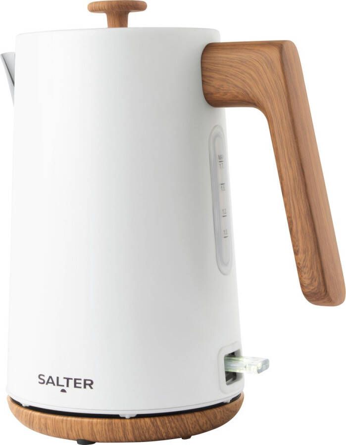 Salter Toronto 1.7L Waterkoker 3KW Snel Koken 360° Basis Kalkfilter Stijlvol Houteffect Snoerloos Droogkooksensor & Automatische Uitschakeling Waterniveau-indicator Otter Controller mat wit