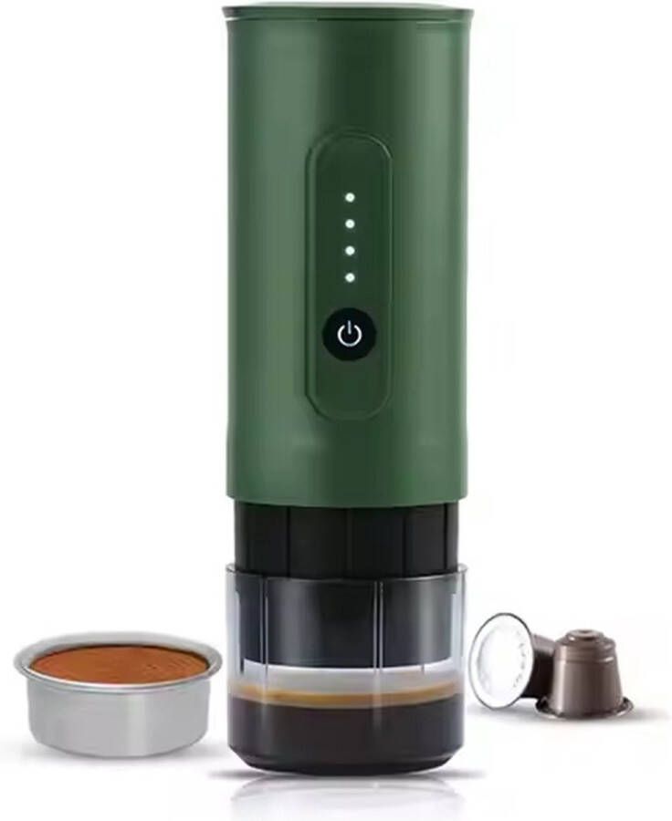 Samigo Koffiezetapparaat Draagbare koffiemachine Espresso machine Forest Green Compact Ontwerp Oplaadbare Batterij Coffee to go Koffiezetapparaat voor onderweg Handig voor je reis en op de camping