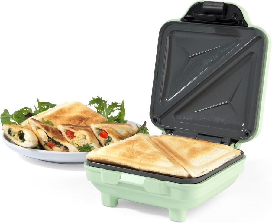 Sandwichmaker Matgroen Platen van 13 cm Anti-aanbak met Automatische Temperatuurregeling Voor Solo-Maaltijden