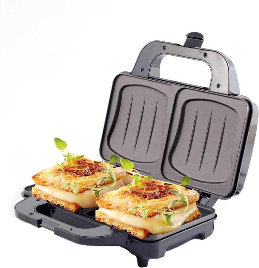 Sandwichmaker XL 1300W Vermogen Verwisselbare Platen Antikleef Thermostaat Contactgrill