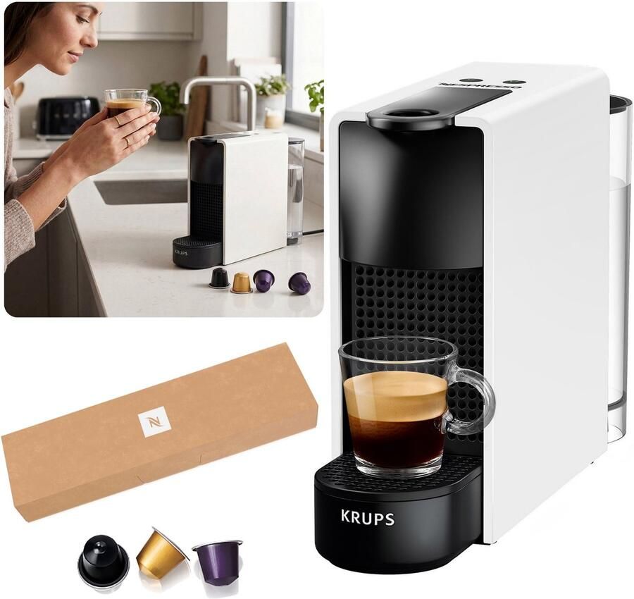 Sarcia.eu Krups Essenza Mini Compacte Nespresso-capsulemachine wit-zwart energiezuinig 1450W