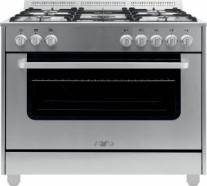 Saro Design gas fornuis RVS 5 pits wok elektrische oven & grill met 11 functies Design model TS95C61LX
