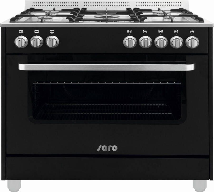 Saro Design gas fornuis zwart 5 pits wok elektrische oven & grill met 11 functies Design model TS95C61LNE - Foto 1
