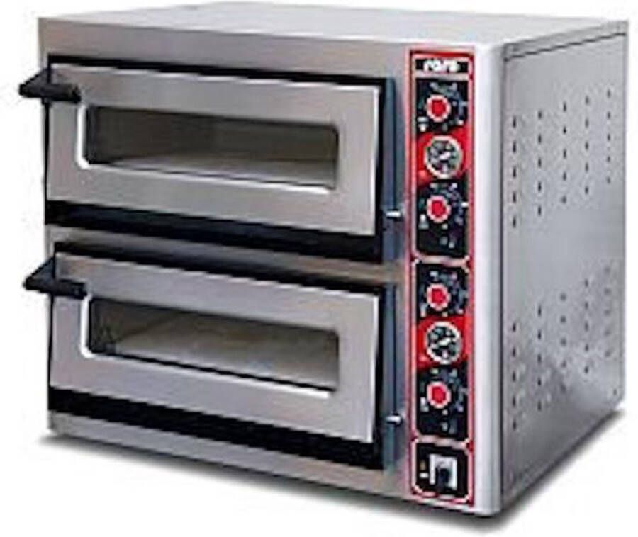 Saro Pizza oven 2 x 4 pizza's van ø 30 cm boven en onderwarmte apart regelbaar 2 jaar garantie professioneel Model FABIO 2620