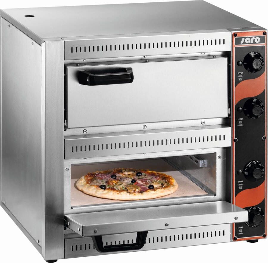 Saro Pizza oven voor 2 pizza's van ø 33 cm RVS buitenkant 2 jaar garantie professioneel model PALERMO 2